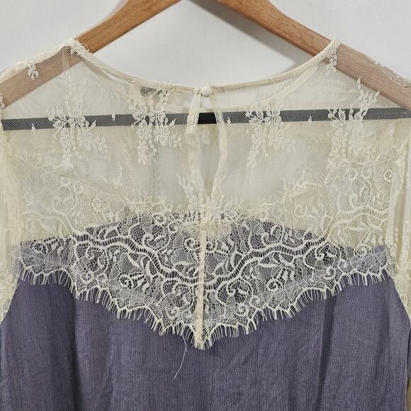 NwT Umgee Gauzy Laced Mini Dress Flutter Sleeve Sz M Flowy Boho Festival Shabby - Picture 6 of 6